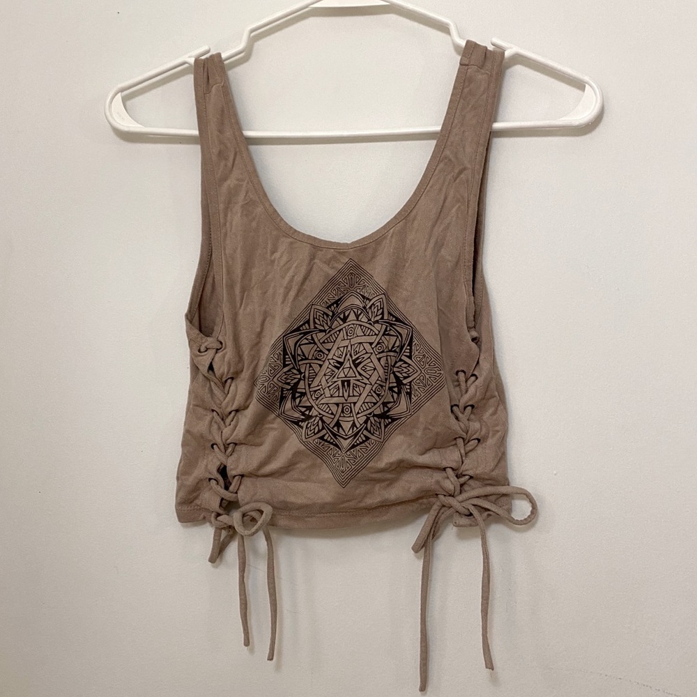 Kendall and Kylie Tan crop top with ties